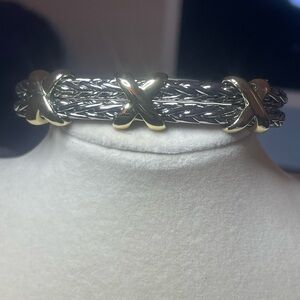 Adjustable Two Tone 3 “X” Bracelet